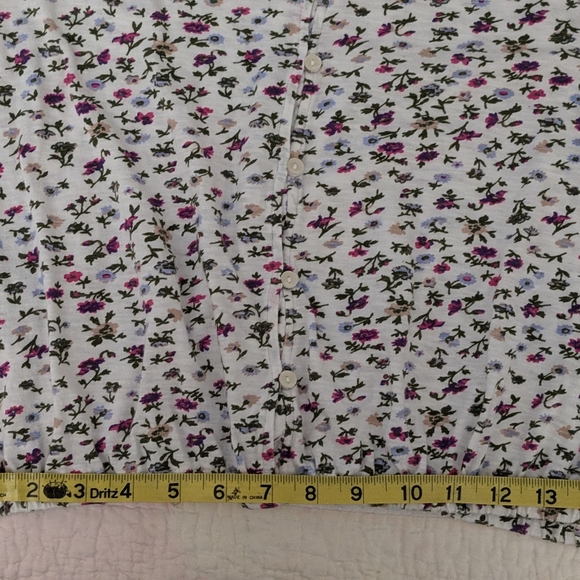 Lucky Brand cotton floral boho white-pink top, sz M - Picture 7 of 11